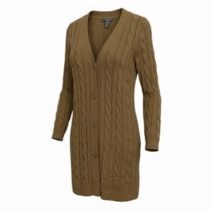 Lisa Rinna Collection Brown Cable Knit Cardigan